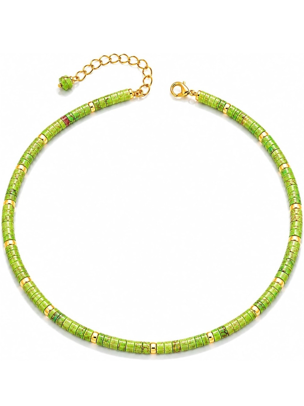 Green Natural Gemstone Choker Necklace